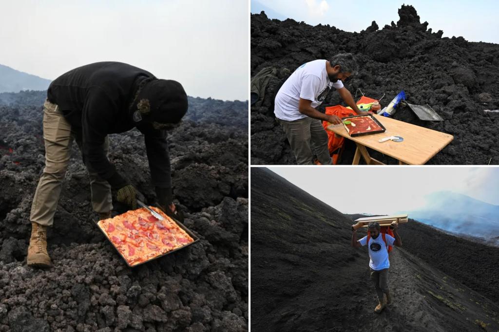 The 'world's most dangerous pizza' cooked on top of an active volcano